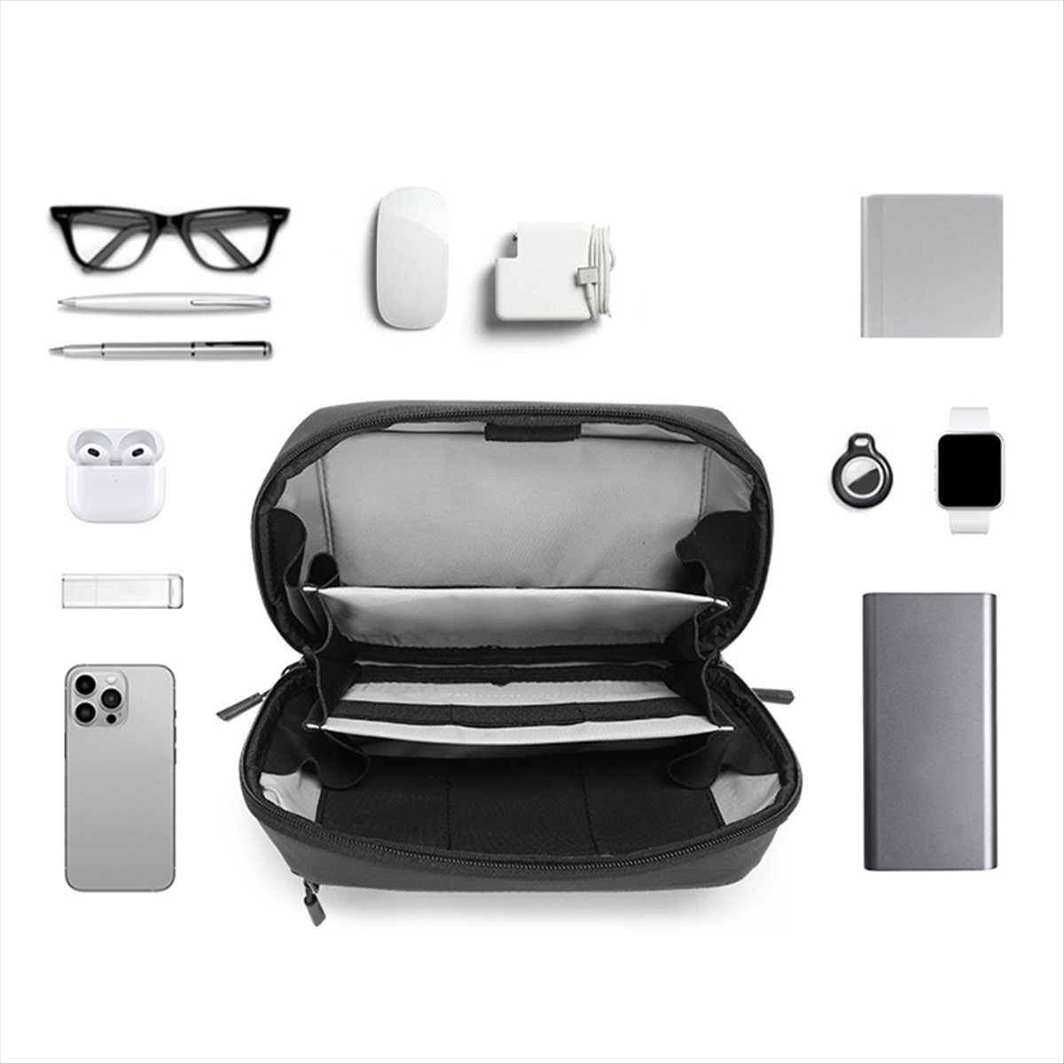 Tech Accessories For Travel - ☶❈＊♥AC1579-Waterproof Tech Pouch Multi-Layer Organizer Case