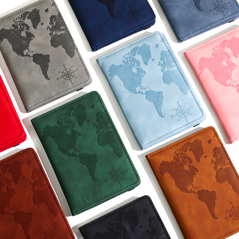 Tech Accessories For Travel - New Map Printed Passport Holder Leather